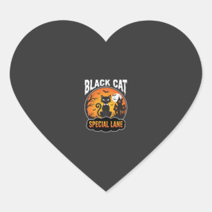 Halloween Zwarte Kat Spookhuis Maan Ontwerp Hart Sticker