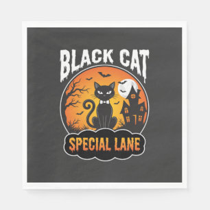 Halloween Zwarte Kat Spookhuis Maan Ontwerp Servet