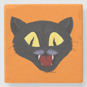 Halloween Zwarte Kat Stenen Onderzetter