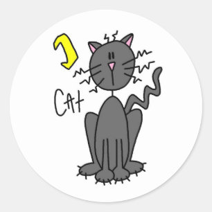 Halloween Zwarte Kat Stick Figure Sticker