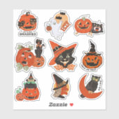  Halloween zwarte kat Sticker (Vel)