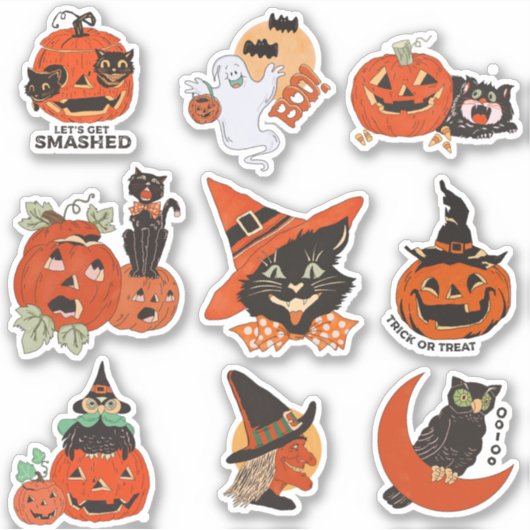  Halloween zwarte kat Sticker (Voorkant)