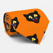 Halloween Zwarte Kat Stropdas (Opgerold)