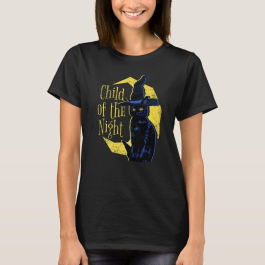Halloween Zwarte Kat T-shirt (Voorkant)