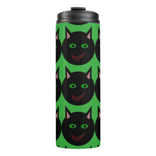Halloween Zwarte Kat Thermische Tumbler Thermosbeker (Voorkant)