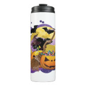 Halloween zwarte kat thermosbeker (Voorkant)