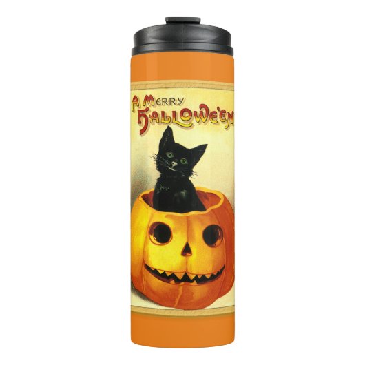 Halloween Zwarte Kat  Thermosbeker (Voorkant)