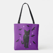 Halloween zwarte kat tote bag (Achterkant)