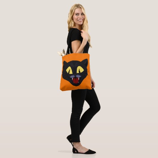 Halloween Zwarte Kat Tote Bag (Op model)