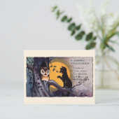  Halloween Zwarte Kat Uil Victoriaans gedicht Briefkaart (Staand voorkant)