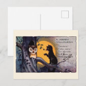  Halloween Zwarte Kat Uil Victoriaans gedicht Briefkaart (Voorkant / Achterkant)