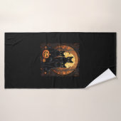 Halloween Zwarte Kat Van Gogh Heks Kawaii Pompoen Badhanddoek (Badhanddoek)