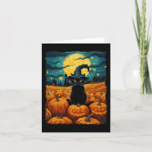 Halloween Zwarte Kat Van Gogh Heks Kawaii Pompoen Kaart (Voorkant)