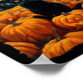 Halloween Zwarte Kat Van Gogh Heks Kawaii Pompoen Poster (Hoek)
