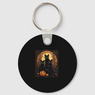Halloween Zwarte Kat Van Gogh Heks Kawaii Pompoen Sleutelhanger