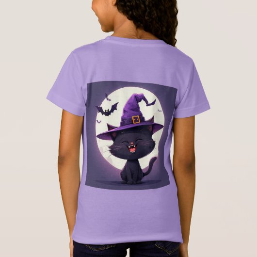 Halloween zwarte kat verkleed als een heks Pet T-shirt (Achterkant)