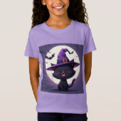 Halloween zwarte kat verkleed als een heks Pet T-shirt (Voorkant)