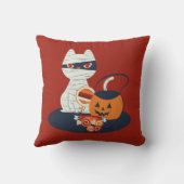 Halloween zwarte kat vermomd van mummie kussen (Achterkant)