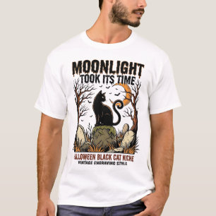Halloween Zwarte Kat Vintage Kerkhof Shirt_1 T-shirt