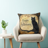 Halloween Zwarte Kat Volle Maan Boom Kussen (Stoel)
