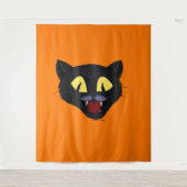 Halloween Zwarte Kat Wandkleed (Voorkant)