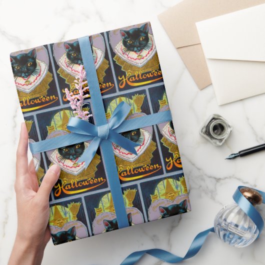  halloween zwarte kat witpartij cadeaupapier (Geschenken)