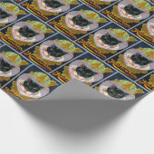  halloween zwarte kat witpartij cadeaupapier (Hoek)