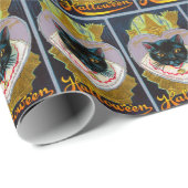  halloween zwarte kat witpartij cadeaupapier (Rol Hoek)