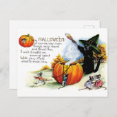 Halloween zwarte kat wittekast briefkaart (Voorkant / Achterkant)