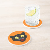 Halloween Zwarte Kat Zandsteen Onderzetter (Zijkant)