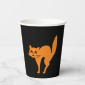 Halloween zwarte kat zwart sinaasappel spooky papi papieren bekers (Achterkant)