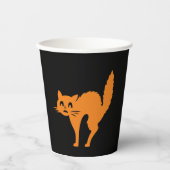 Halloween zwarte kat zwart sinaasappel spooky papi papieren bekers (Voorkant)