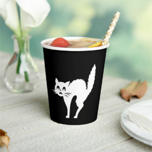 Halloween zwarte kat zwart wit spooky papieren bekers