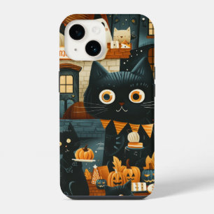 Halloween zwarte katten en manen grappige heksenac iPhone 14 hoesje