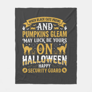 Halloween Zwarte Katten en Pompoenen Beveiligingsb Fleece Deken