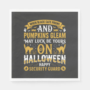 Halloween Zwarte katten en pompoenen beveiligingsb Servet