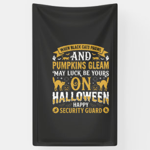 Halloween Zwarte katten en pompoenen beveiligingsb Spandoek