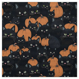 Halloween zwarte katten en pompoenen stof