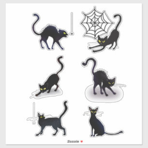 Halloween Zwarte Katten en Spinnen Set ID852 Sticker