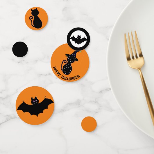 Halloween zwarte katten en vliegende vleermuizen confetti (Groep)