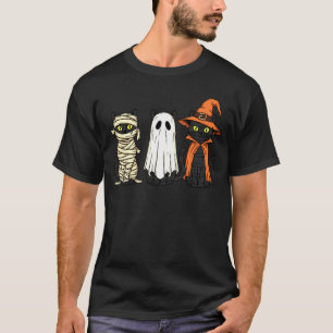 Halloween Zwarte Katten Heks Geest Mumie Cute Kost T-shirt