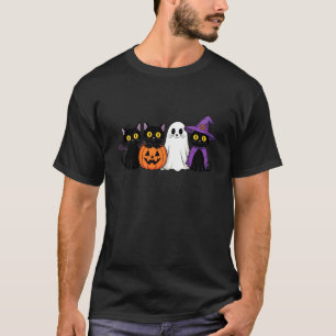 Halloween Zwarte Katten in Geest Heks Pompoen Vlee T-shirt