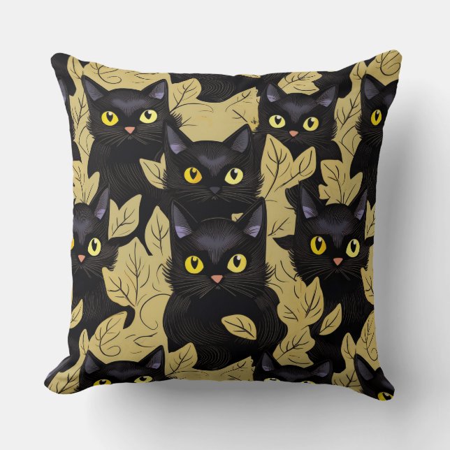 Halloween zwarte katten kussen (Voorkant)