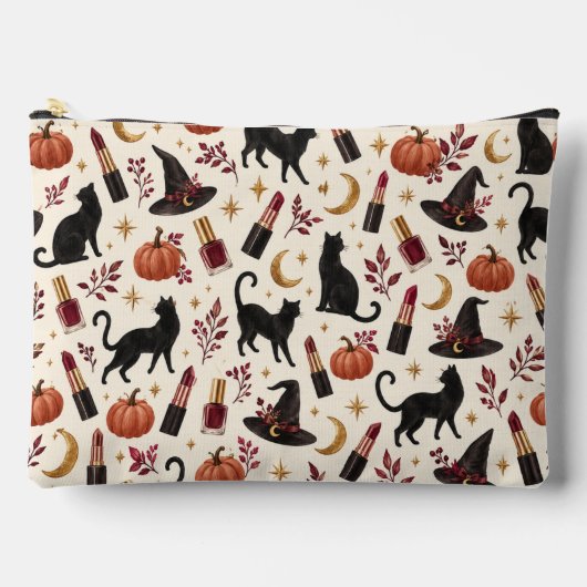 Halloween Zwarte Katten & Lippenstift Make-uptas Etui (Voorkant)
