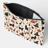 Halloween Zwarte Katten & Lippenstift Make-uptas Etui (Open)