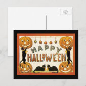 Halloween, zwarte katten met jasjalopionnen Briefkaart (Voorkant / Achterkant)