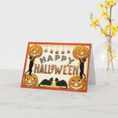  Halloween, zwarte katten met jasjalopionnen Kaart (Gele Bloem)