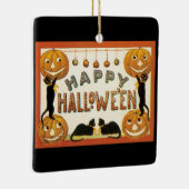  Halloween, zwarte katten met jasjalopionnen Keramisch Ornament (Rechts)