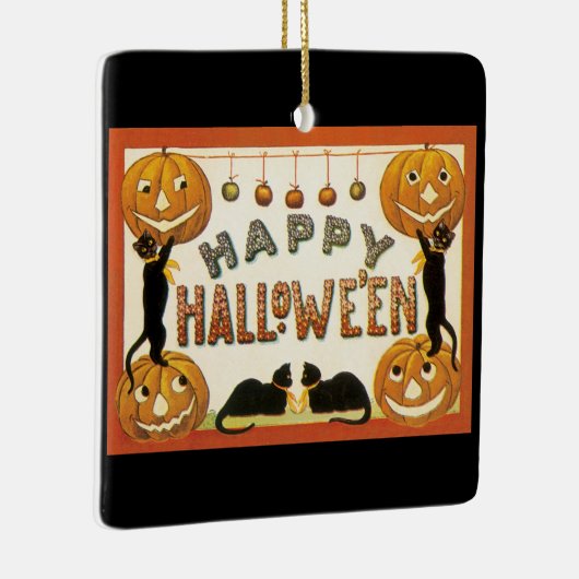  Halloween, zwarte katten met jasjalopionnen Keramisch Ornament (Rechts)