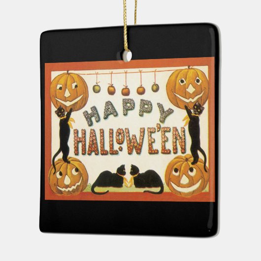  Halloween, zwarte katten met jasjalopionnen Keramisch Ornament (Links)